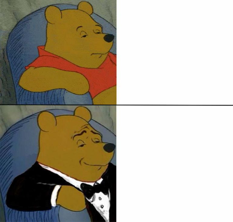 Tuxedo Pooh meme template