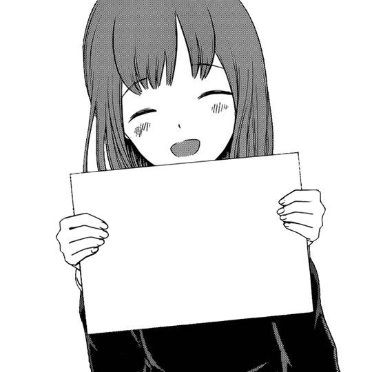anime girl holding a paper