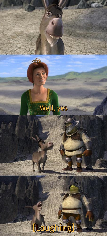 Donkey And Shrek Laugh At Fiona