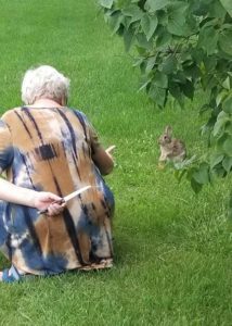 Grandma Hiding Knife From Rabbit