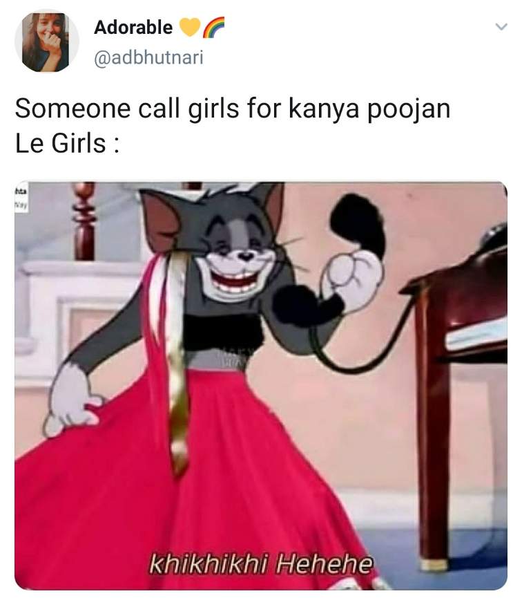 0 someone calls girls for kanya pujan Tom and Jerry meme
