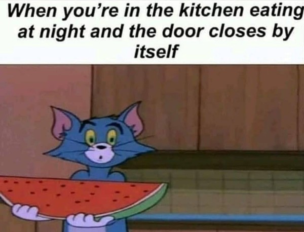 Tom eating watermelon at night meme